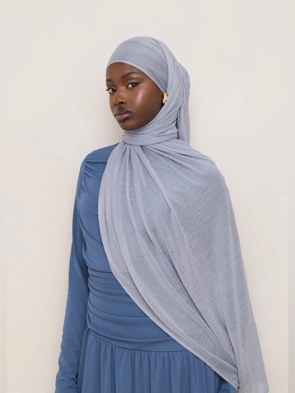 Veiled Collection Stretch Stripe Hijab - Sky Color